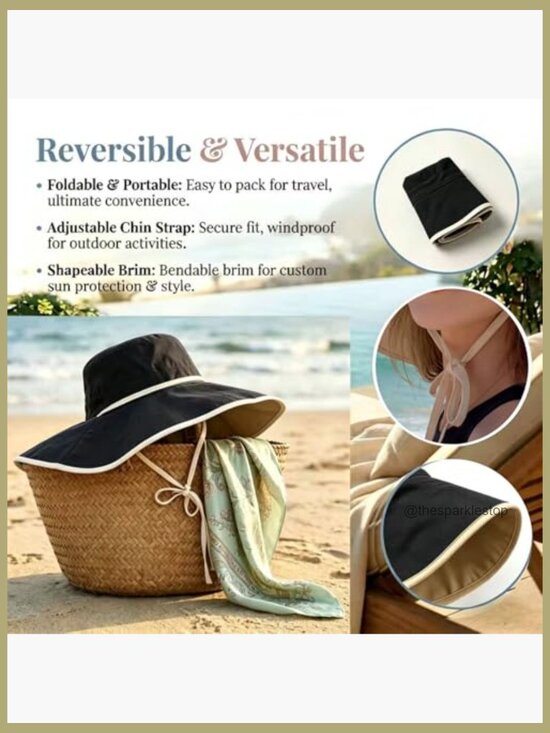 Wide Brim Sun Hat UPF 50+ Protection Reversible Foldable Polyester main image 5